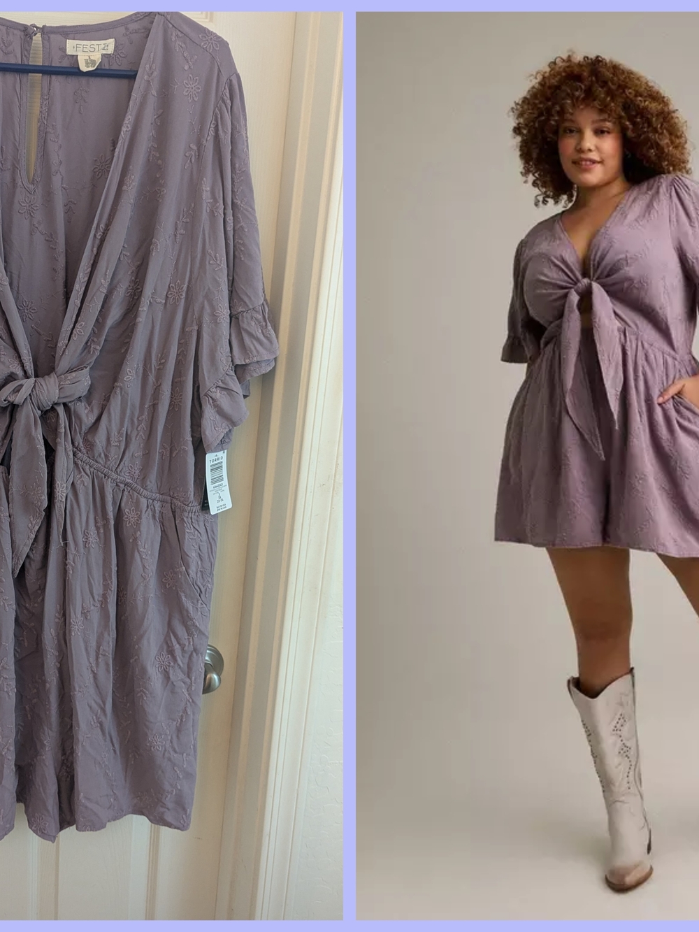 Torrid Mauve Lavender Tie-Front Romper